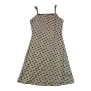 See You Monday LA Bow Print Ribbed Knit Long Sleeve Dress Medium